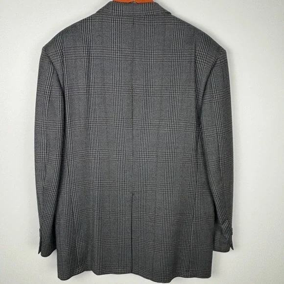 Bill Blass Menswear Tailored Gray Plaid Two Button Blazer‎ Jacket - Picture 6 of 6